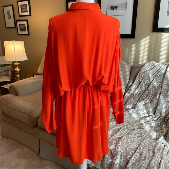 Topshop Orange Shirtdress with Drawstring Waist - Picture 4 of 9